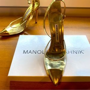 Manolo Blahnik Gold Acrylic Pumps